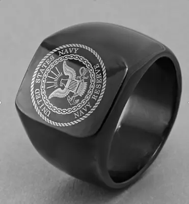 Black USA Military Ring United States Marine Corps US Army Men Signet Stainless • $9.99