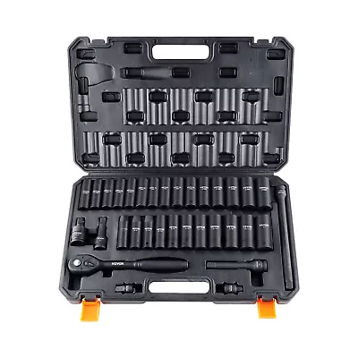 VEVOR Impact Sockets Set 33pcs 6-Point 1/2in Drive Bit Ratchet Tool Kit Case • $49.99