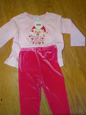 MUD PIE PINK SANTA BABY TUNIC AND LEGGING SET SIZE 24 Months-2T NWT • $37.99