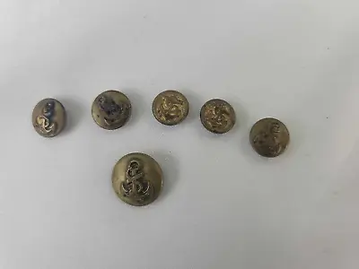 WW2 Era (?) US Navy Or Merchant Marine Fouled Anchor Brass Buttons Lot Of 6 • $11.99