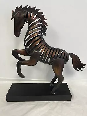 Modern Pier One Horse Statue Sculpture Metal Contemporary On Wooden Base 20  H • $50