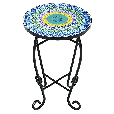 Costway Mosaic Side Table Accent Table Round Balcony Bistro End Table • $55.99
