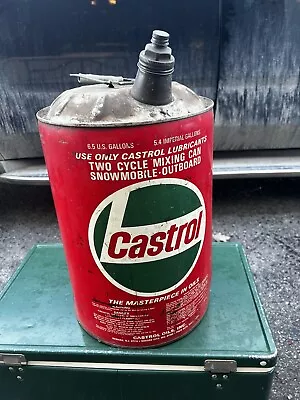 Vtg Castrol Snowmobile Outboard 6.5 Gallon Gas Oil Advertising Can Sign Hot Rod • $59.99