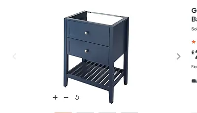 B&Q GoodHome Perma Satin Blue Bathroom Vanity Cabinet W600 Mm H806mm • £89