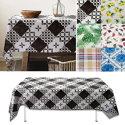 Rectangle Vinyl Flannel Backed Tablecloths Heavy Duty Waterproof Table Cover • $9.99