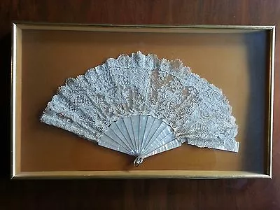 Antique Victorian Lace And Mother Of Pearl Fan C.1900 + Frame • $300