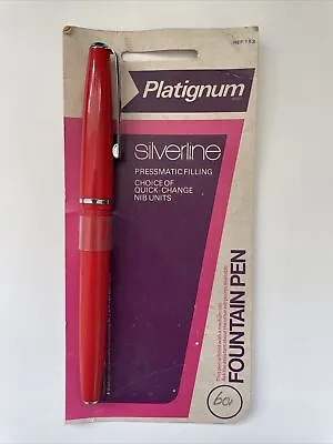 £10 • Buy Platignum Fountain Pen Silverline Red