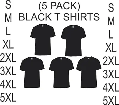 (5 Pack)  GILDAN Mens Plain BLACK T Shirts S M L XL 2XL 3XL 4XL 5XL USA • $23.99