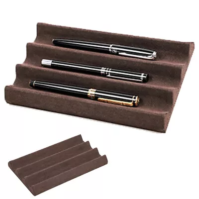 Luxury Leather Pen Tray 3 Slots Pens Holder Velvet Pen Display Stand Organizer^ • $22.39