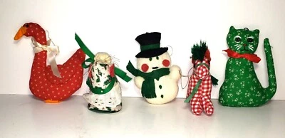 $21 • Buy Vintage Christmas Tree Ornaments Lot Of 5 Plush Holiday Decorations