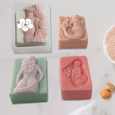 Portrait Sculpture Mermaid Silicone Hand Soap Mold Resin Candle Mold Decor • $14.49