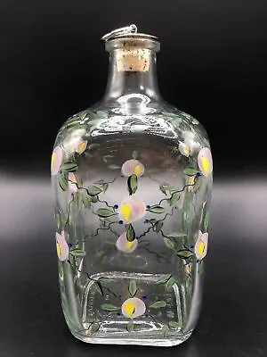 Vintage Portugal Decanter Bottle Hand Painted Whisky Engarrafado Floral Topper • $24.99