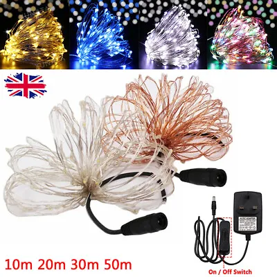 LED String Copper Wire Fairy Lights 12V Mains Plug In Party Xmas Light 10-50M UK • £6.71