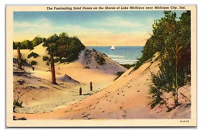 1930s- Sand Dunes On Lake Michigan - Michigan City Indiana Postcard (UnPosted) • $12