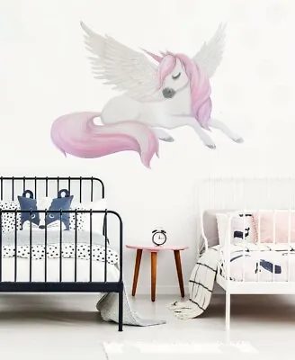 Pegasus Unicorn Animal Wall Sticker Nursery Baby Cot Decal Kids Room Decor Art • $28.79