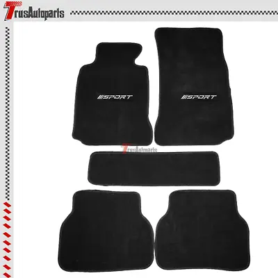Fits 97-03 E39 5-Series 4Dr Black Floor Mat Car Carpet Nylon 5PCS W/ White Sport • $57.99