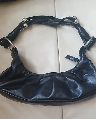 Black Shoulder Bag Small With Silver Details Y2k  Fashion Black Summer Holiday  • £5