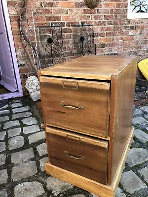 Large Vintage 2 Drawer Solid Oak Filing Cabinet 1930s Dovetail Office Antique • £200