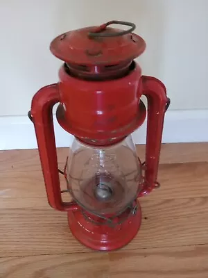 Vtg Dietz No 20 Junior Red Lantern Clear Cold Blast Glass Globe Kerosene Lamp • $26.99