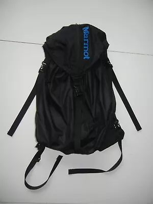 MARMOT Black/Blue Nylon RUCK-SACK HIKING BACKPACK Camping Day Travel Storage Bag • $35.99