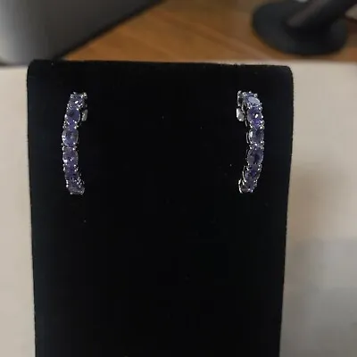 10K White Gold Tanzanite Hoop Earrings (PB 143) • $295