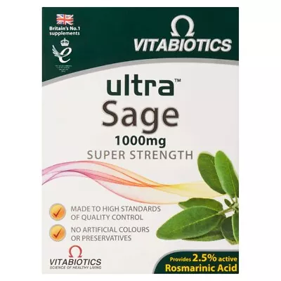 Vitabiotics Ultra Sage 1000mg Super Strength - 30 Tablets • £6.75