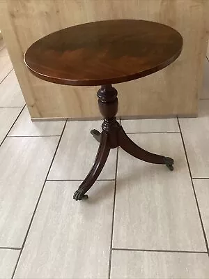 Vintage Mahogany Tripod Occasional Side Wine Table Claw Feet Castors • £45