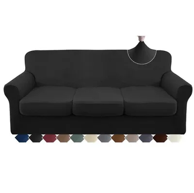 Granbest 4 Piece Microfiber Stretch Couch Sofa Cover Soft Machine Washable Black • $42