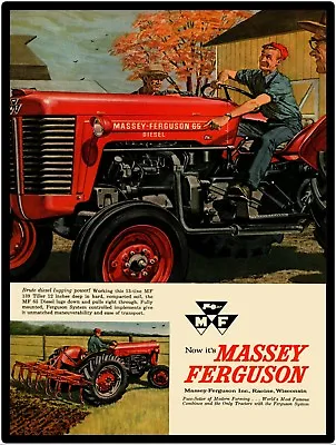 Massey Ferguson 65 Diesel Tractor Vintage Look  9” X 12”  Repro Aluminum Sign • $19.88