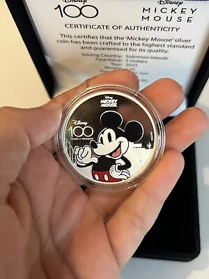 Solomon  Islands Mickey Mouse 100 Years Silver Coin 1 Oz With Box And Coa • $129