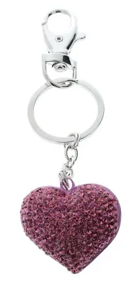 Rhinestone Bling Pink Heart Burning True Love Amore Key Chain Purse Fob Charm • $13.99