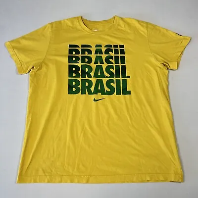 $14 • Buy Nike Brazil Brasil CBF Men's T-Shirt Short Sleeve Soccer Futbol Yellow Sz XL -G1
