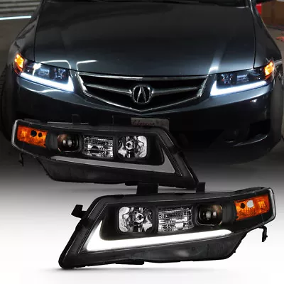 Black 2004-2008 Acura TSX CL9 LED Tube Projector Headlights Headlamps Left+Right • $288.99