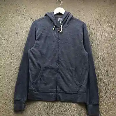 J.Crew Vintage Fleece Jacket Hoodie Men's Medium M Long Sleeve Full Zip Blue • $29.99