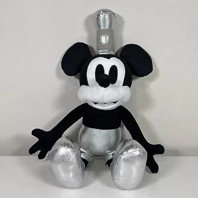 Disney 100 Steamboat Mickey Shiny Silver 16  Plush Stuffed Animal From Northwest • $24.95