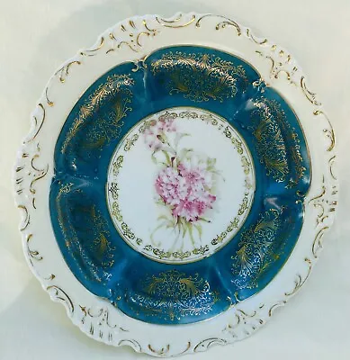 Gorgeous Teal AUSTRIA HABSBURG CHINA Plate Floral With Ornate Gold Trim • $7.77