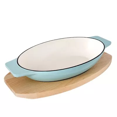 10.5  Martha Stewart Grayton Gratin Dish With Birch Wood Tray Baker Bakeware • $47.95