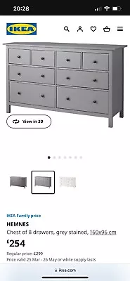 Ikea Hemnes Chest Of Drawers 8 Grey • £150