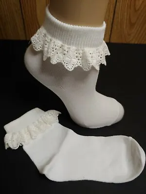 $8.99 • Buy White Ruffle Cotton Socks