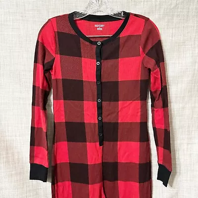 Old Navy Buffalo Plaid Pajamas One Piece Mens Small Womens Medium Red Holiday • $7.95