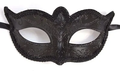 £9.99 • Buy Mens Or Ladies Midnight Black Venetian Masquerade Party Carnival Eye Mask New