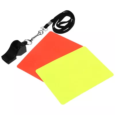  Football Match Referee Red And Yellow Card Whistle Set Pvc Sports Kit • $8.18