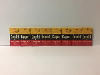 Lot Of 8 -- Vintage Crayolet Crayola No. 14 Crayons In Box 6 Assorted Colors • $15.99