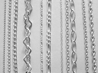 Sterling Silver Chain Bracelet Necklace Or Anklet - Figaro Curb Belcher 6  - 30  • £7.15