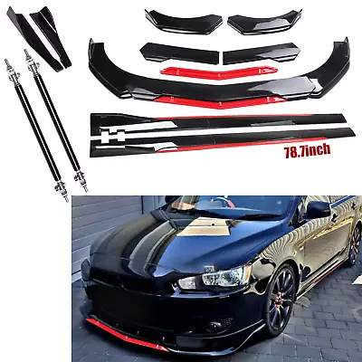 For Mitsubishi Lancer Front Bumper Lip Splitter Spoiler + Strut Rods Body Kit • $99.99