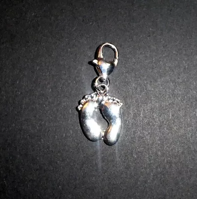 Silver Baby Feet Clip-on Charm New Mother Or Remembrance For Lost Baby • £4.50