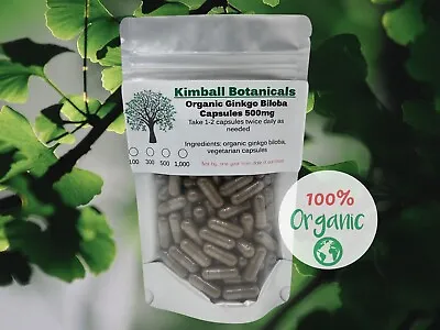 Organic Ginkgo Biloba Maidenhair Vegetarian Capsules 500mg Pure Made To Order • $8