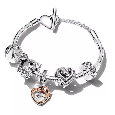 925 Sterling Silver Darling European Charm Bracelet Size 7.5   092884 • $15.78