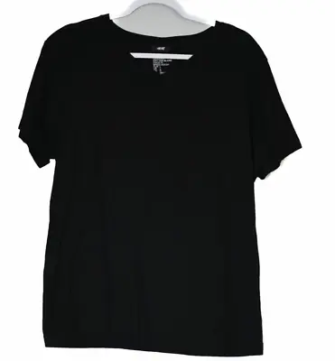 H&M Mens Black T Shirt Cotton V-Neck Solid Lightweight Short Sleeves Size Large • $9.44