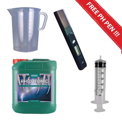 Hydroponic Nutrient Starter Kit Canna Rhizotonic 5L PH Pen 50ml Syringe 3L Jug • £132.82